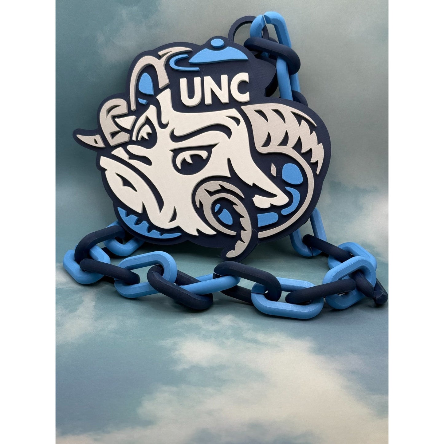 North Carolina Tar Heels Logo Oversized Necklace, Pendant Chain “UNCommon”