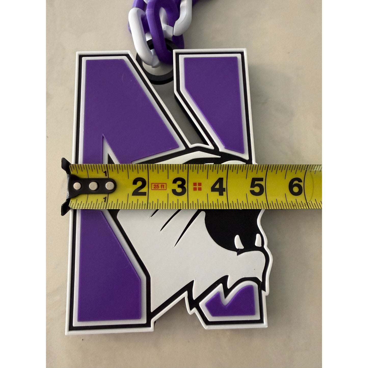 Northwestern Wildcats Logo Oversized Necklace, Pendant Chain