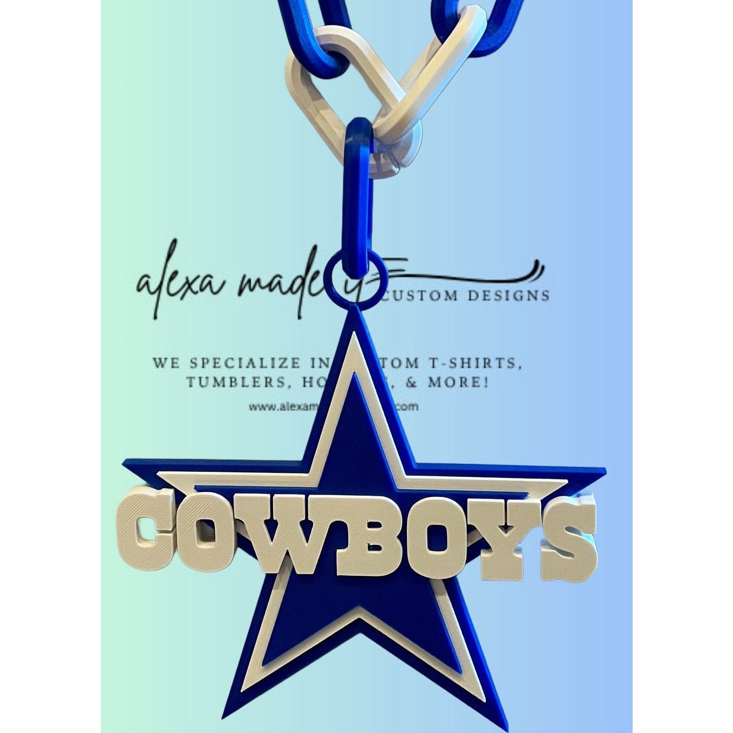 Dallas Cowboys Extra Large 3D Printed Fan Necklace Bold Chain Links 4 Game Day