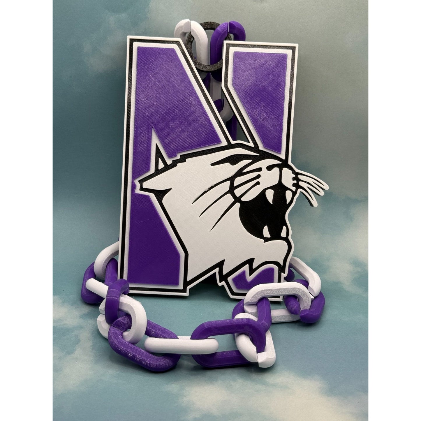 Northwestern Wildcats Logo Oversized Necklace, Pendant Chain