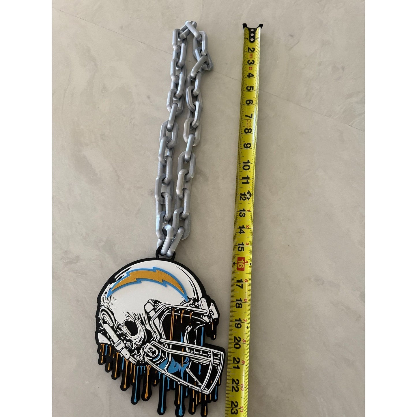 Los Angeles Chargers Helmet Drip, Oversized Necklace, Hype Chain 'Charger Power'