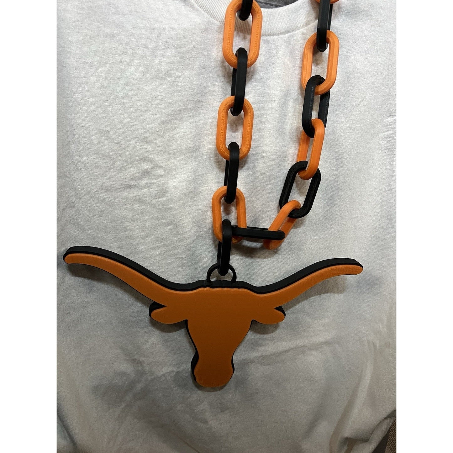 XL Texas Longhorn Medallion 3D Printed in PLA 42” Chain Link Style Necklace