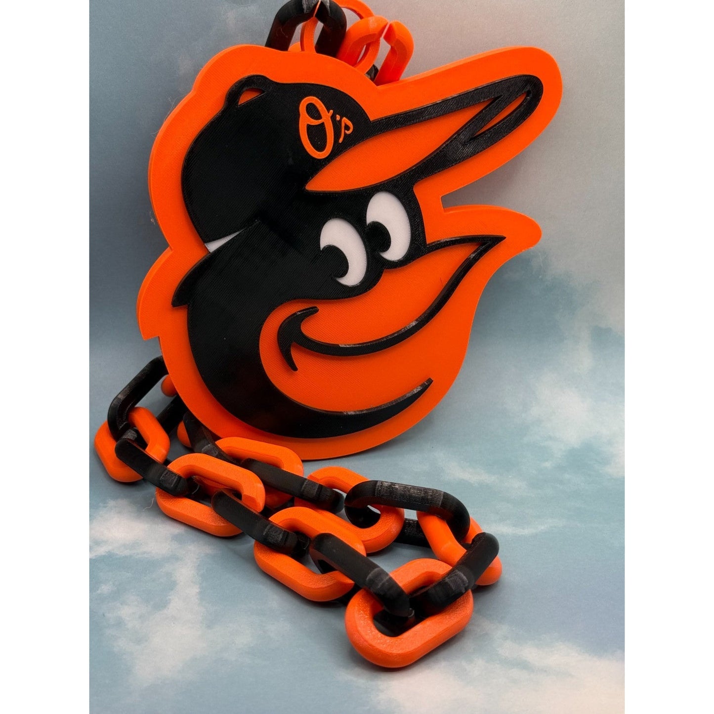 Baltimore Orioles Oversized Logo Pendant And Chain Necklace