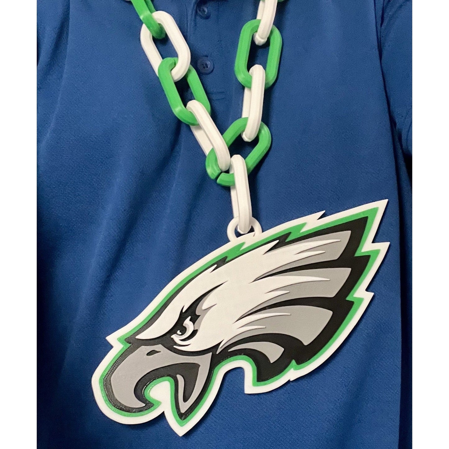 Philadelphia Eagles Extra Large 3D Printed Fan Necklace Chain Links 4 Game Day