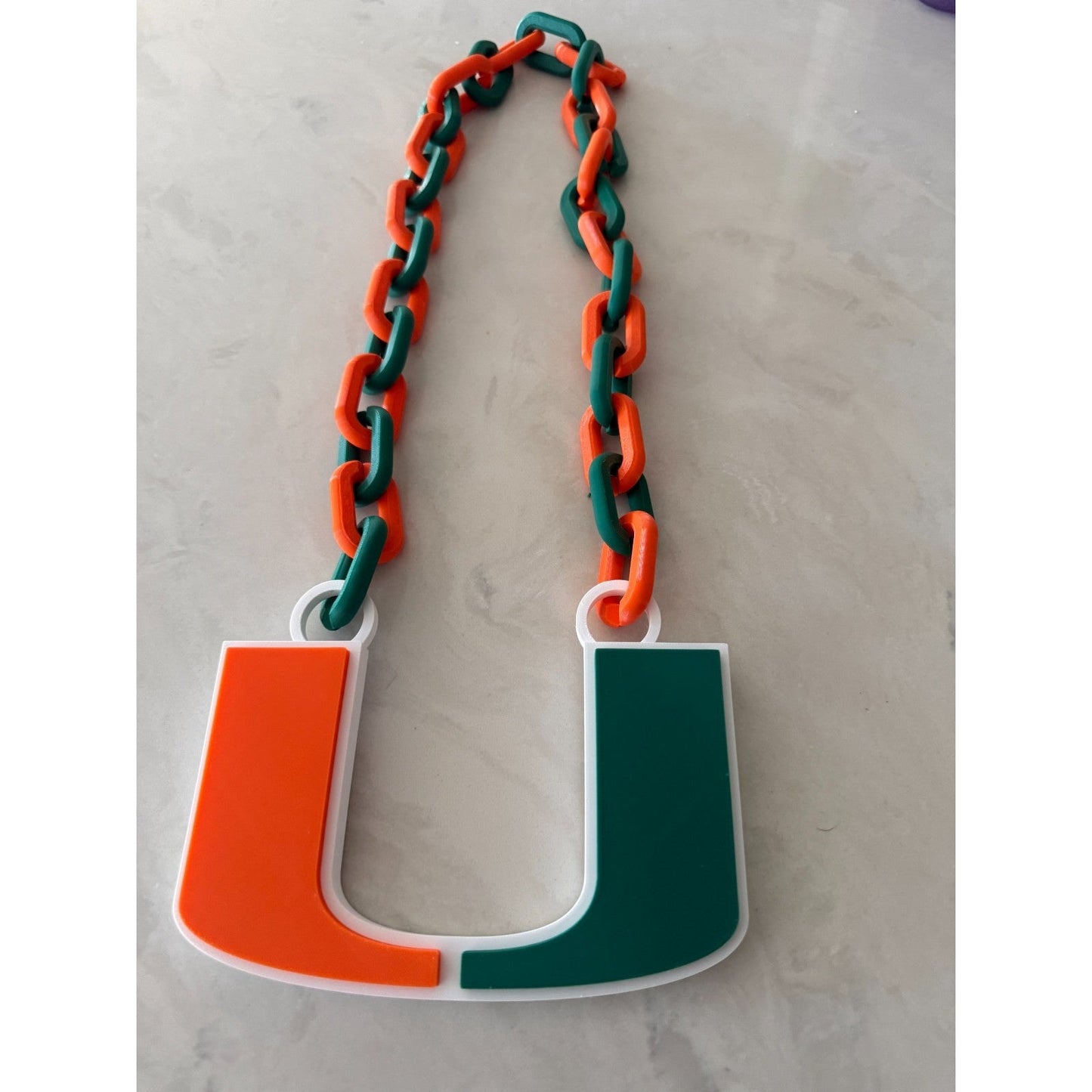 Miami Hurricanes Oversized Chain & Sports Fan Necklaces "C-A-N-E-S"