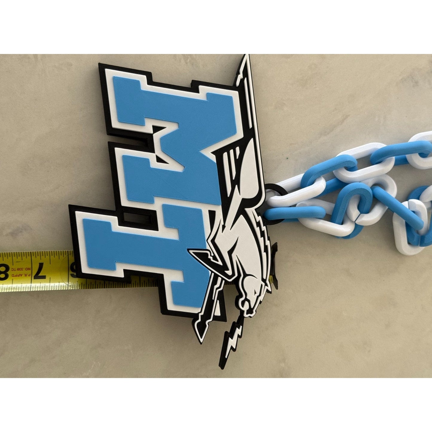 Middle Tennessee Blue Raiders Logo Oversized Necklace, Pendant Chain“True Blue"