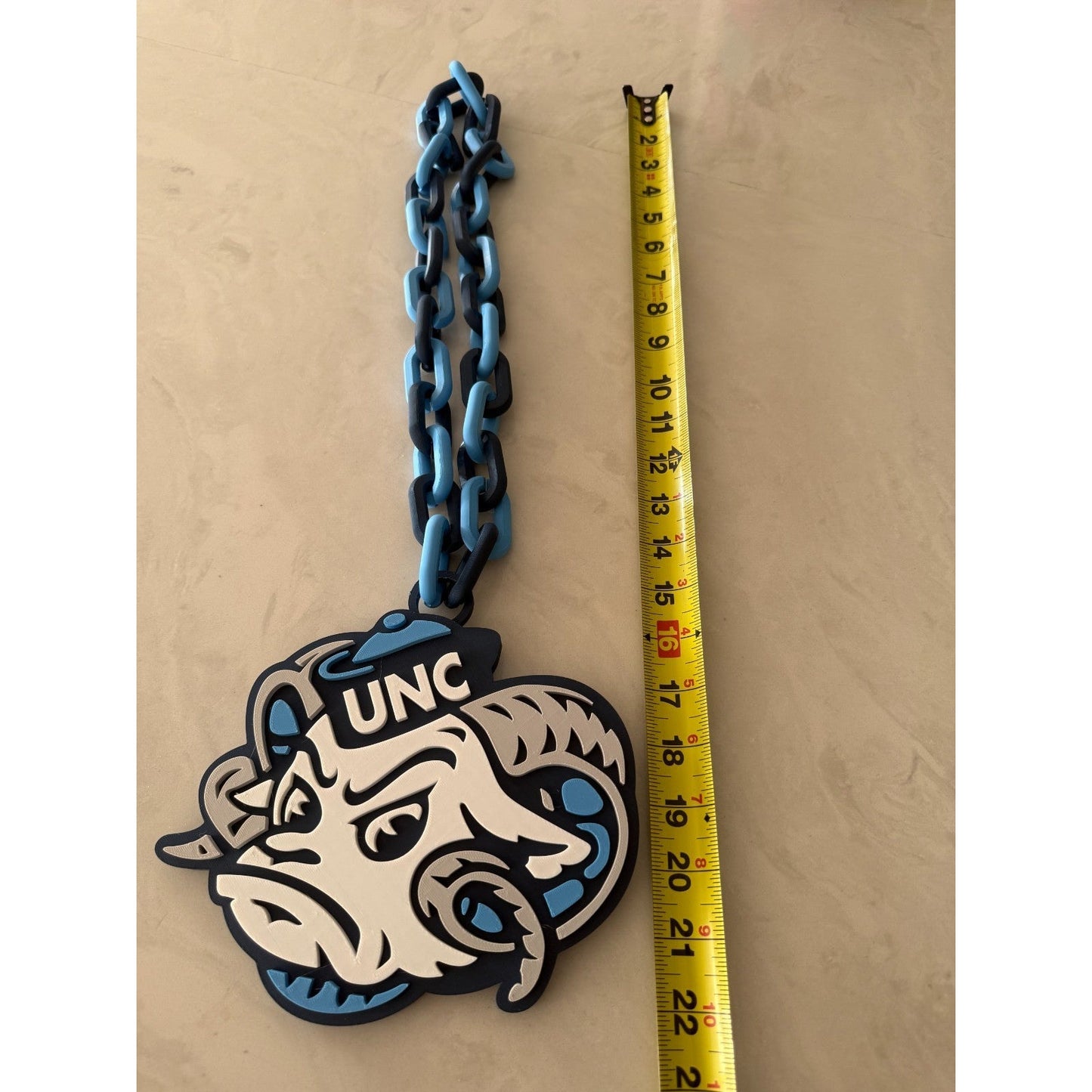 North Carolina Tar Heels Logo Oversized Necklace, Pendant Chain “UNCommon”