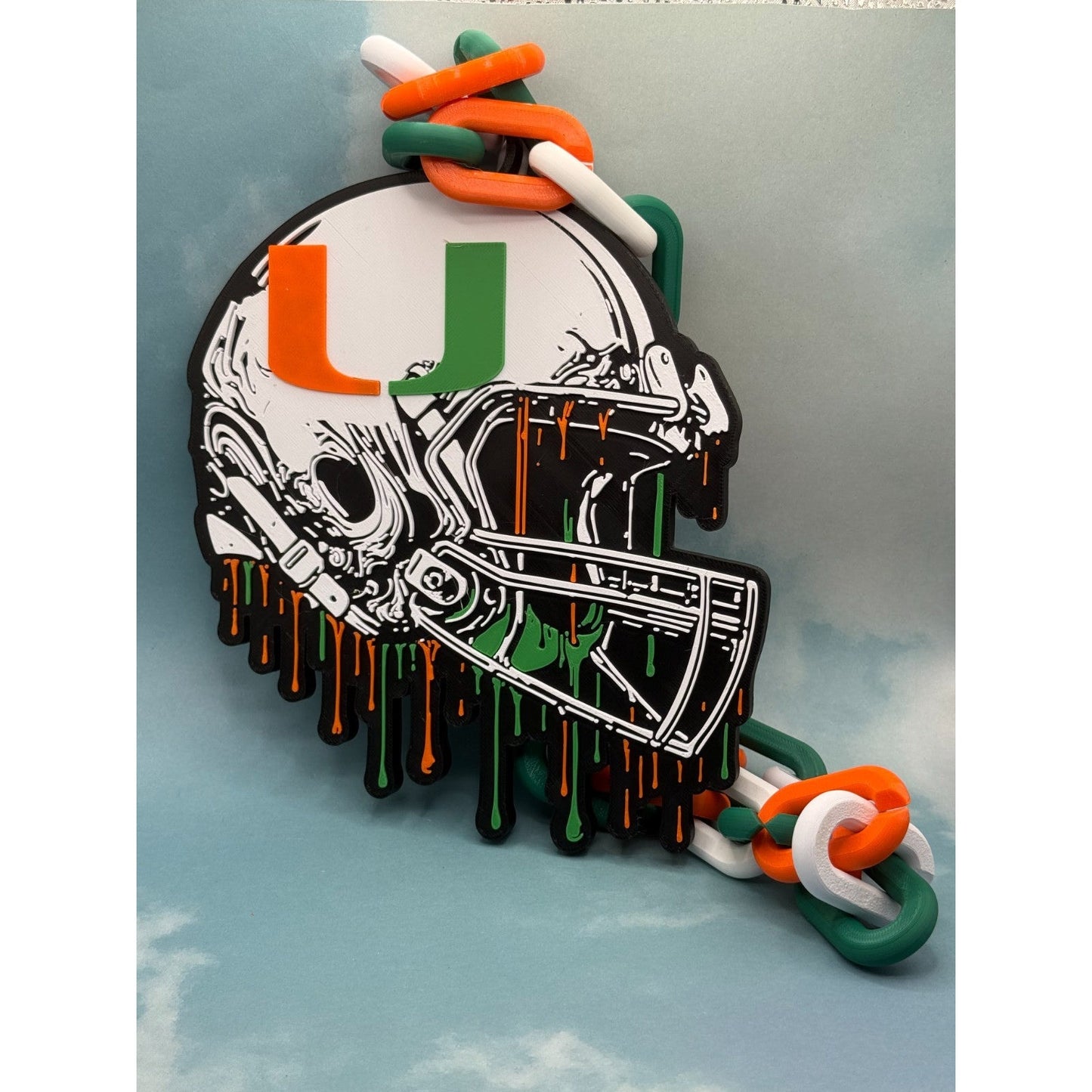 Miami Hurricanes Helmet Drip Hype Chain Fan Necklace "The Canes"