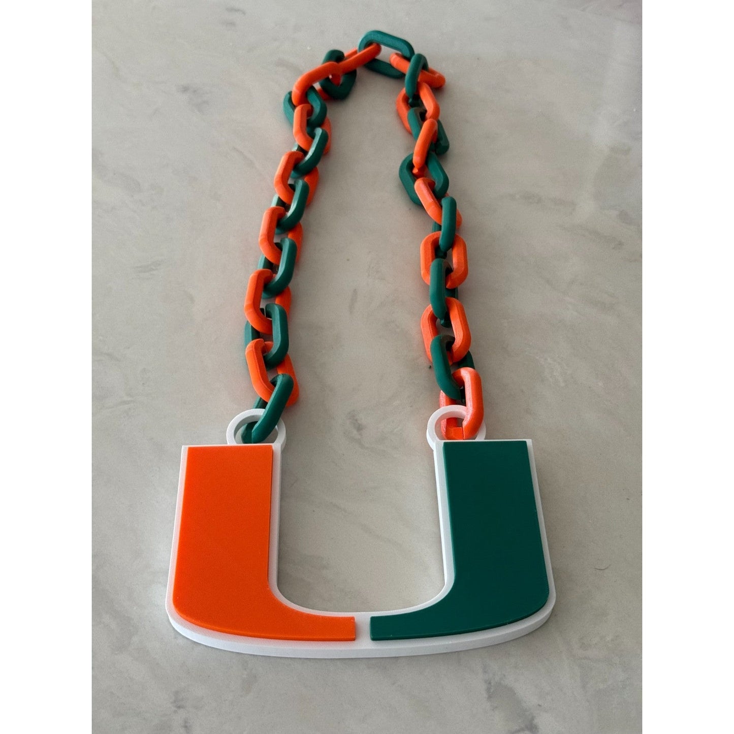 Miami Hurricanes Oversized Chain & Sports Fan Necklaces "C-A-N-E-S"