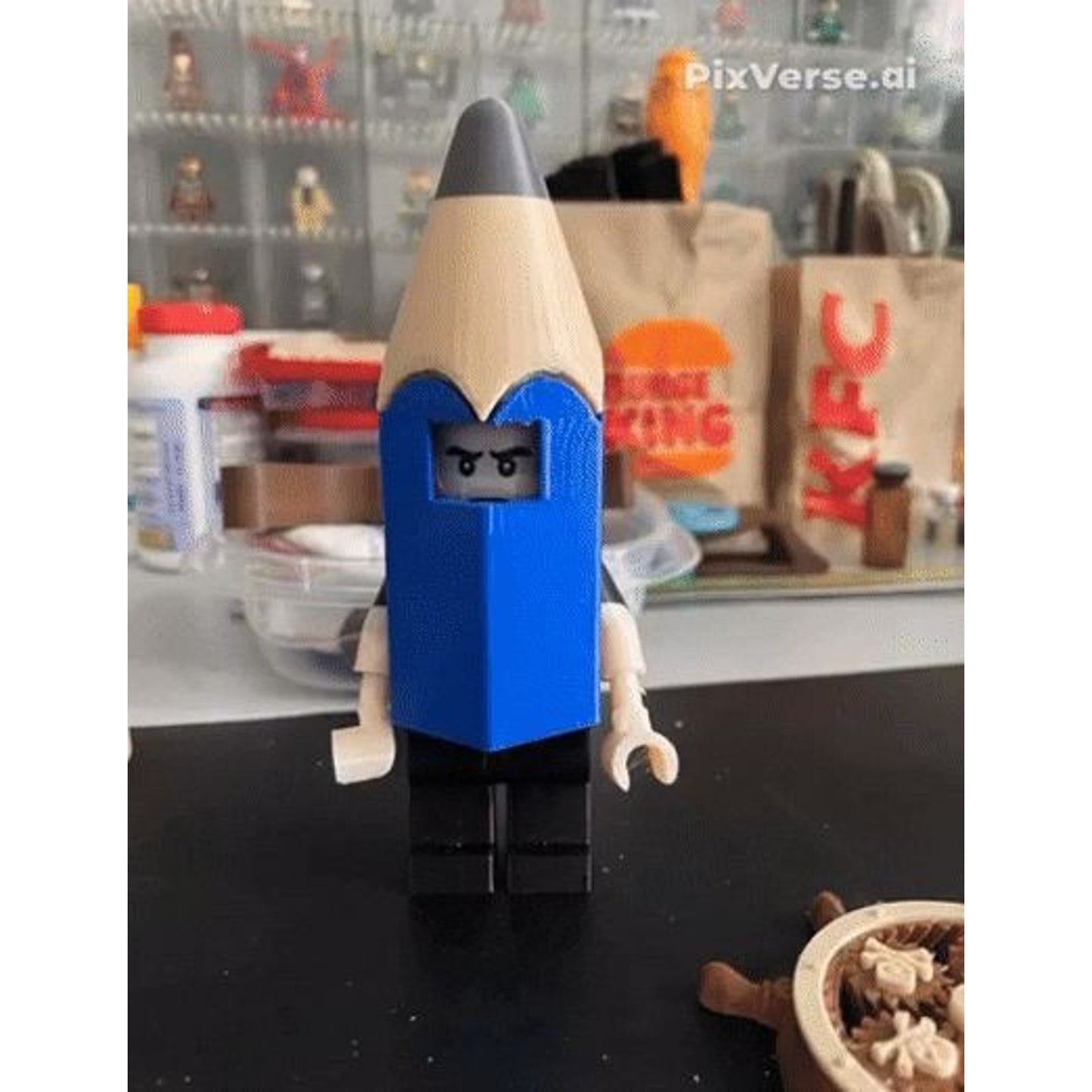 Pencil Costume Brick Figure 8 inches tall 3D Printed Lego Inspired