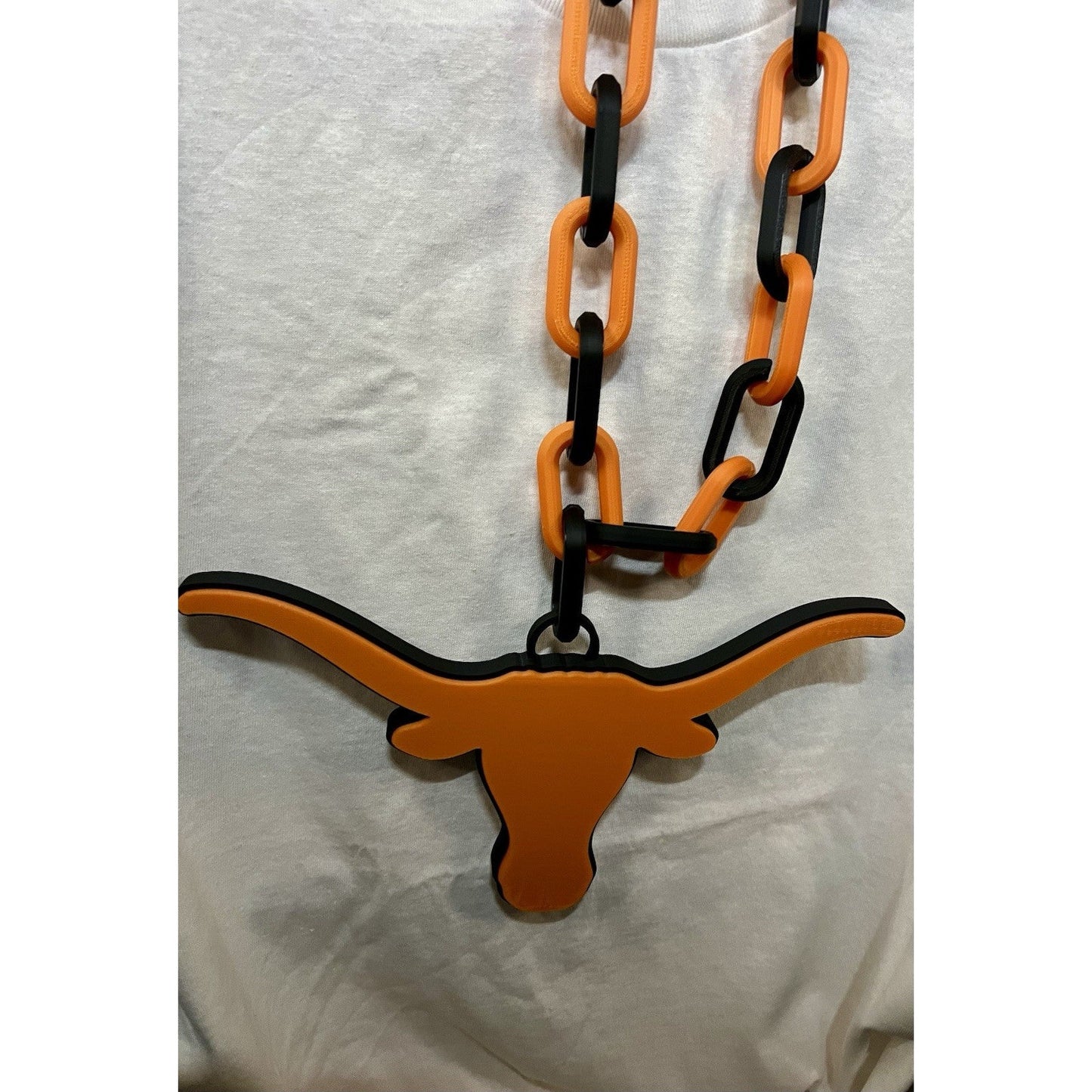 XL Texas Longhorn Medallion 3D Printed in PLA 42” Chain Link Style Necklace