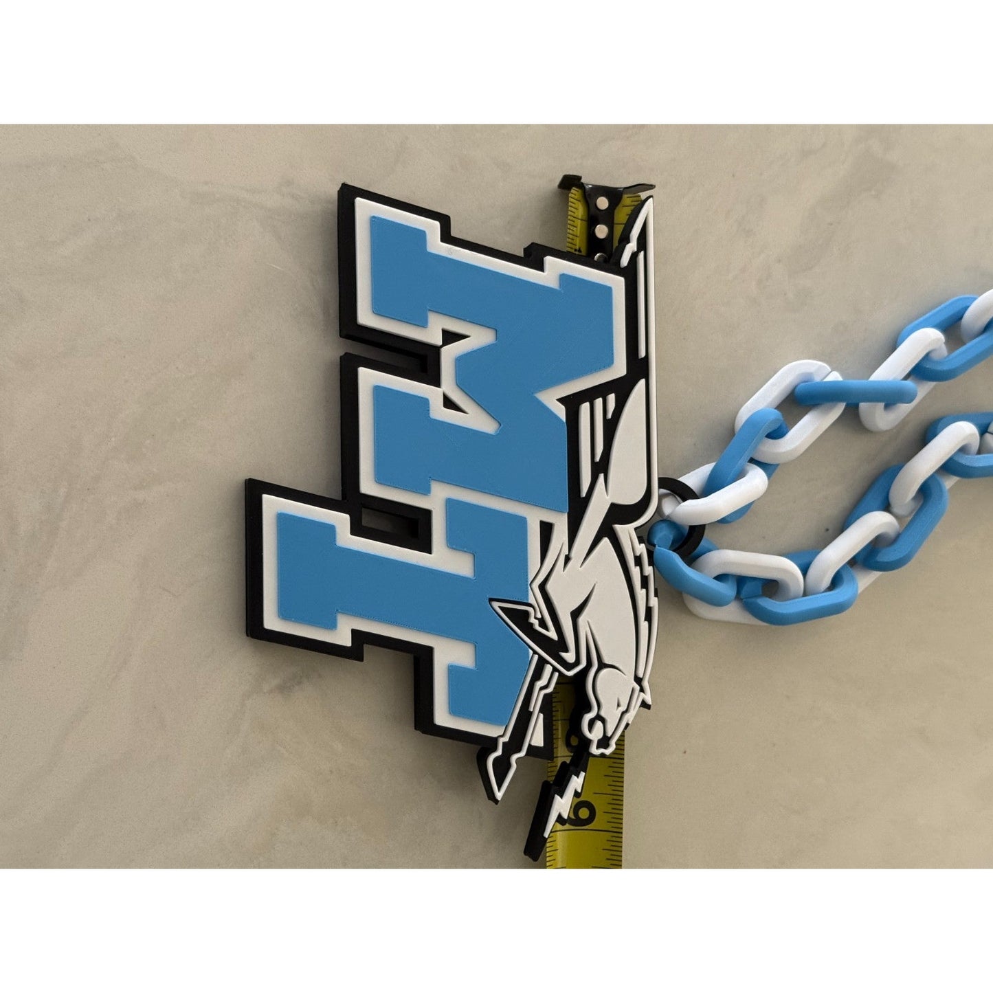 Middle Tennessee Blue Raiders Logo Oversized Necklace, Pendant Chain“True Blue"