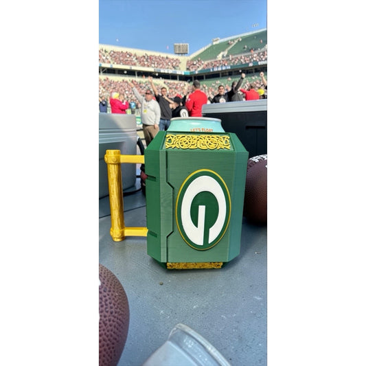3D Printed Green Bay Packers Can Holder Koozie - Fits 12oz Cans + Slim Sleeve