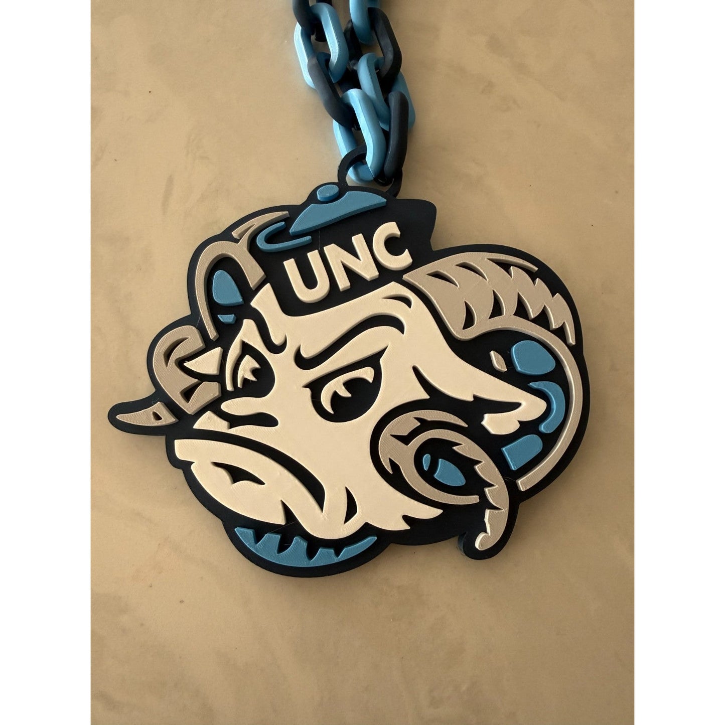 North Carolina Tar Heels Logo Oversized Necklace, Pendant Chain “UNCommon”