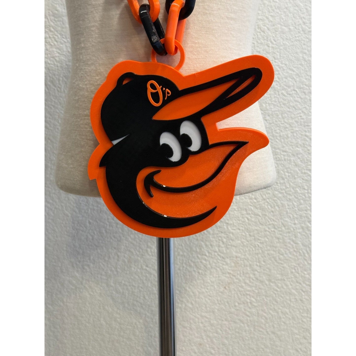 Baltimore Orioles Oversized Logo Pendant And Chain Necklace