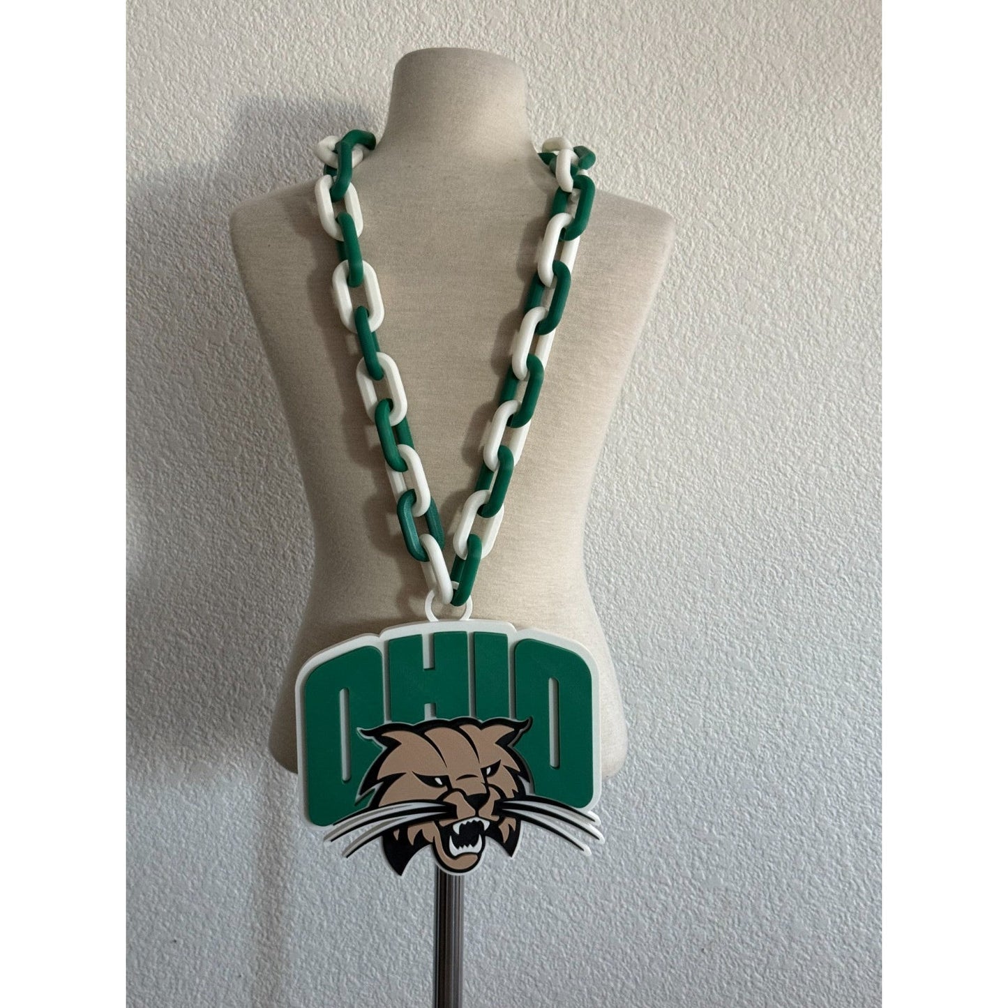 Ohio Bobcats Logo Oversized Fan Necklace Pendant Chain Handmade