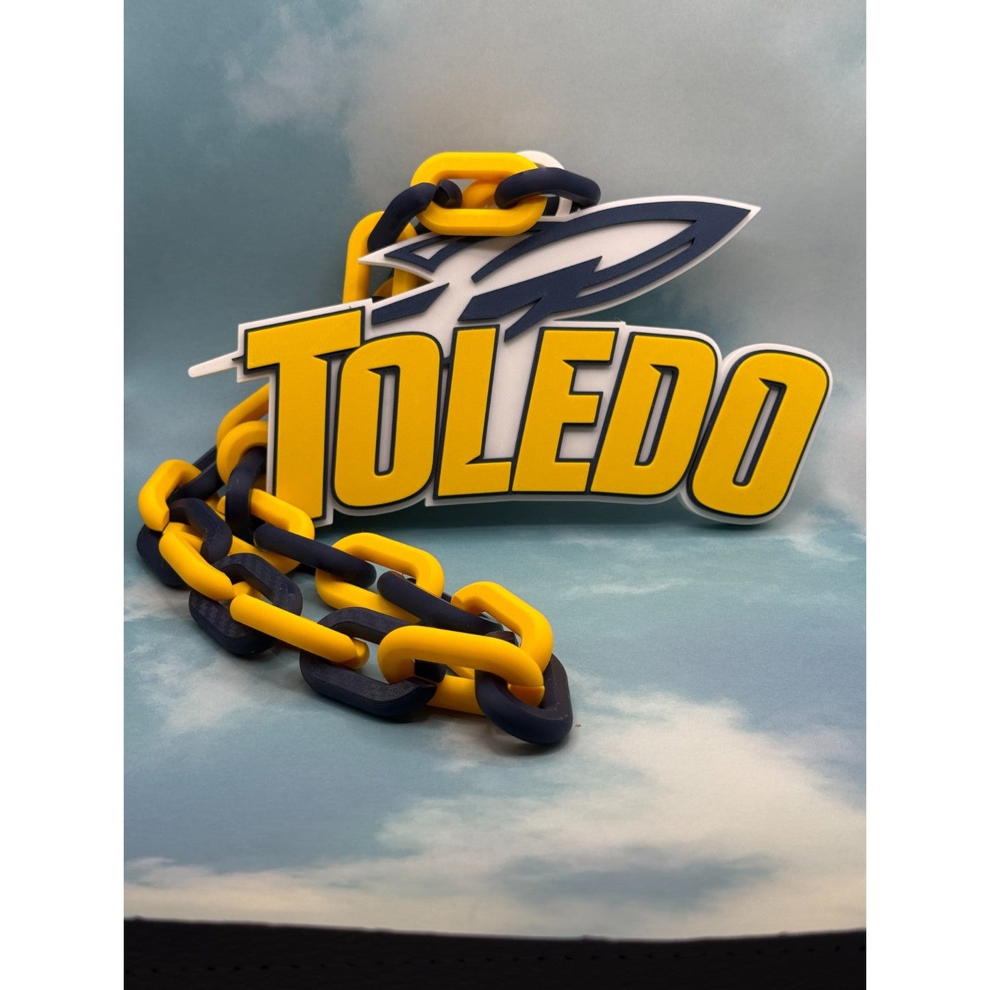 Toledo Rockets Logo Oversized Necklace, Pendant Chain,Show Your Rocket Pride