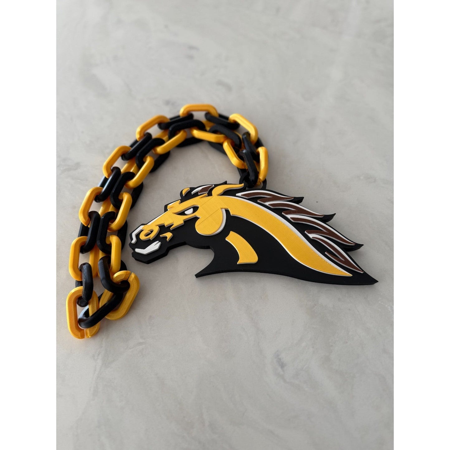 Western Michigan Broncos Logo Oversized Necklace, Pendant Chain,"Row the Boat"