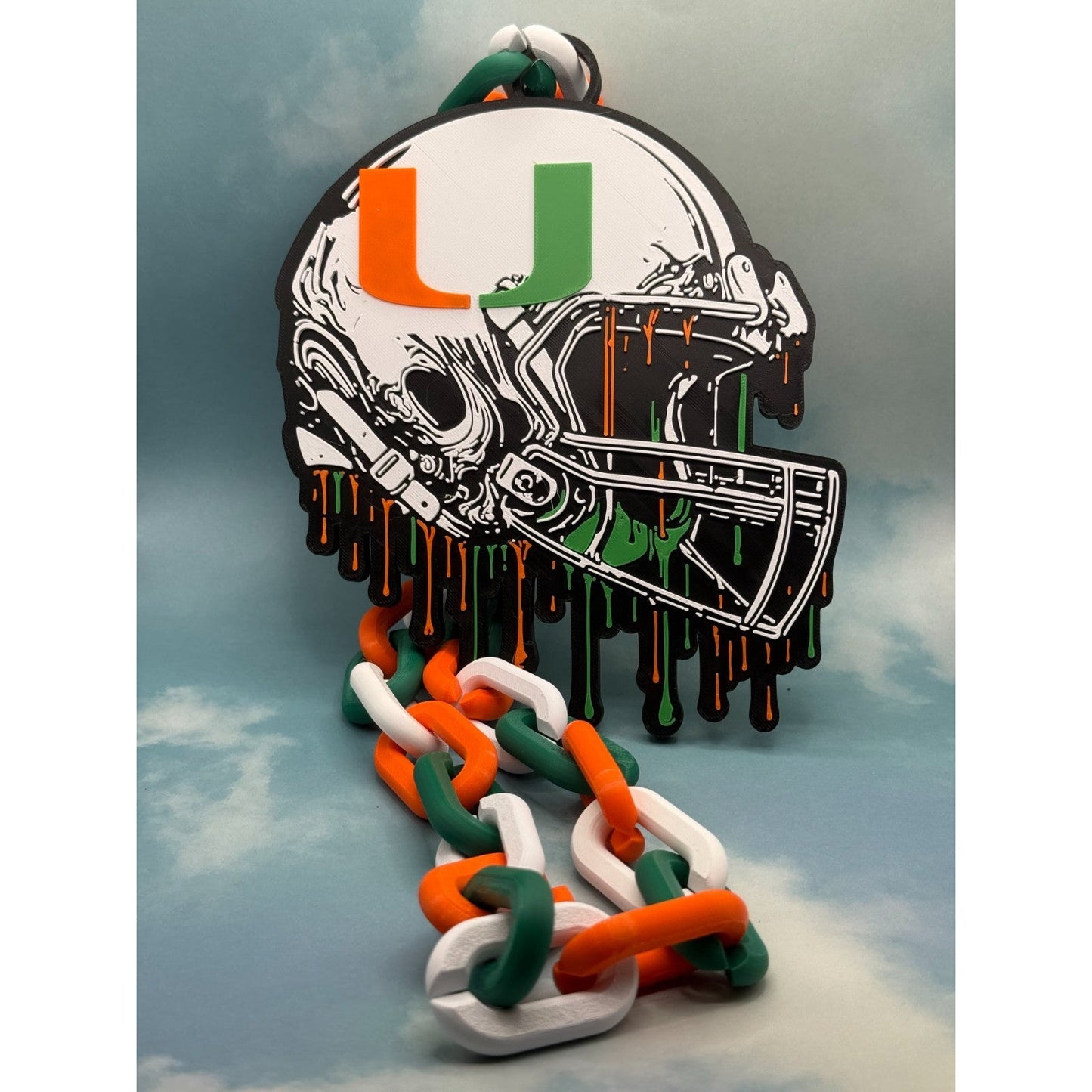 Miami Hurricanes Helmet Drip Hype Chain Fan Necklace "The Canes"