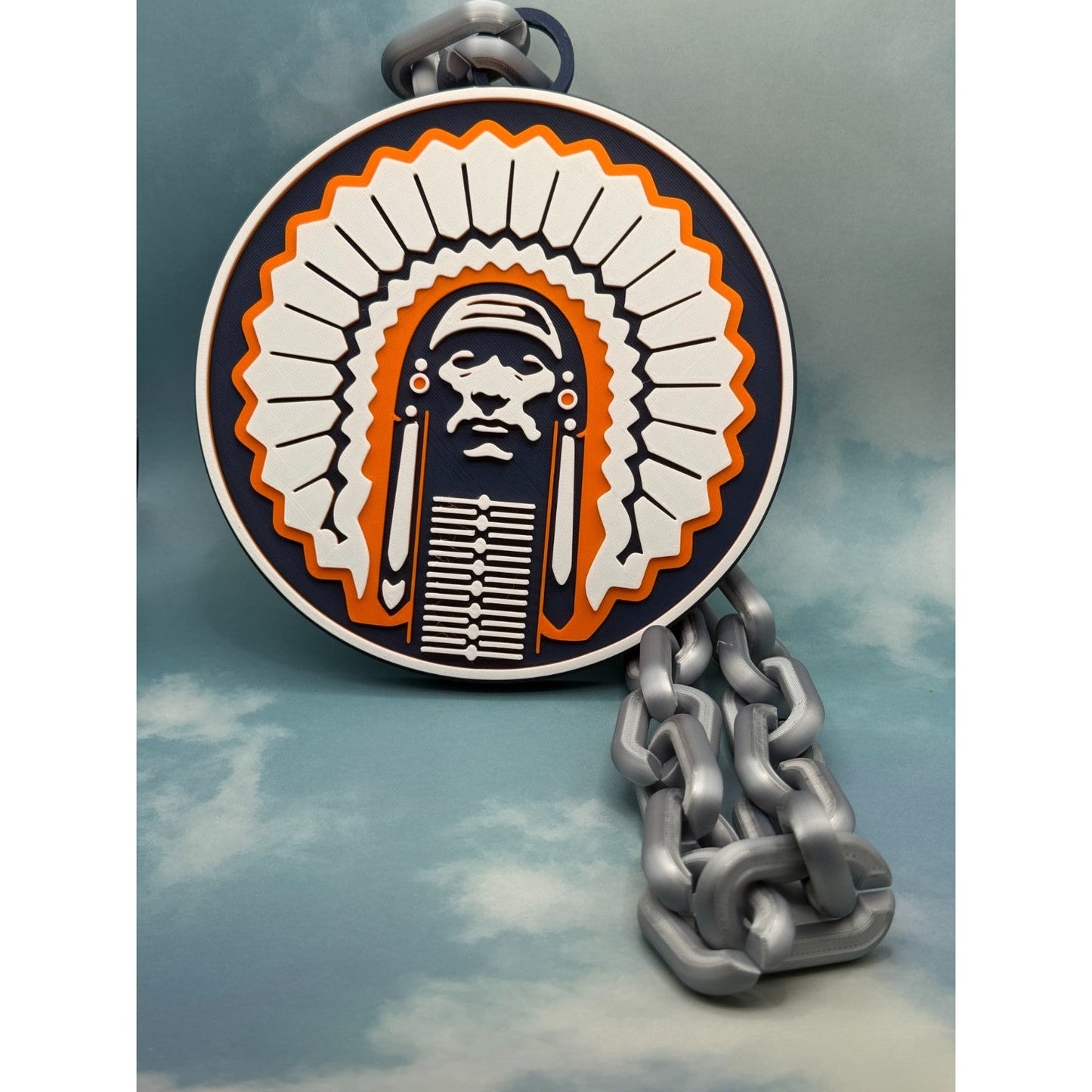 Illinois Fighting Illini  Logo Oversized Necklace, Pendant Chain
