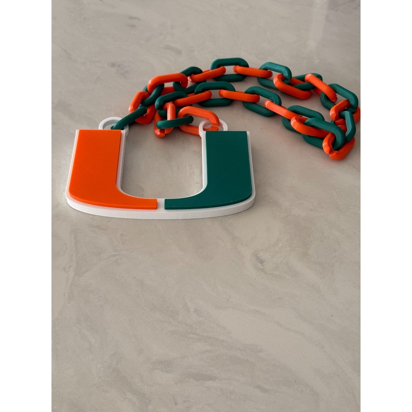 Miami Hurricanes Oversized Chain & Sports Fan Necklaces "C-A-N-E-S"