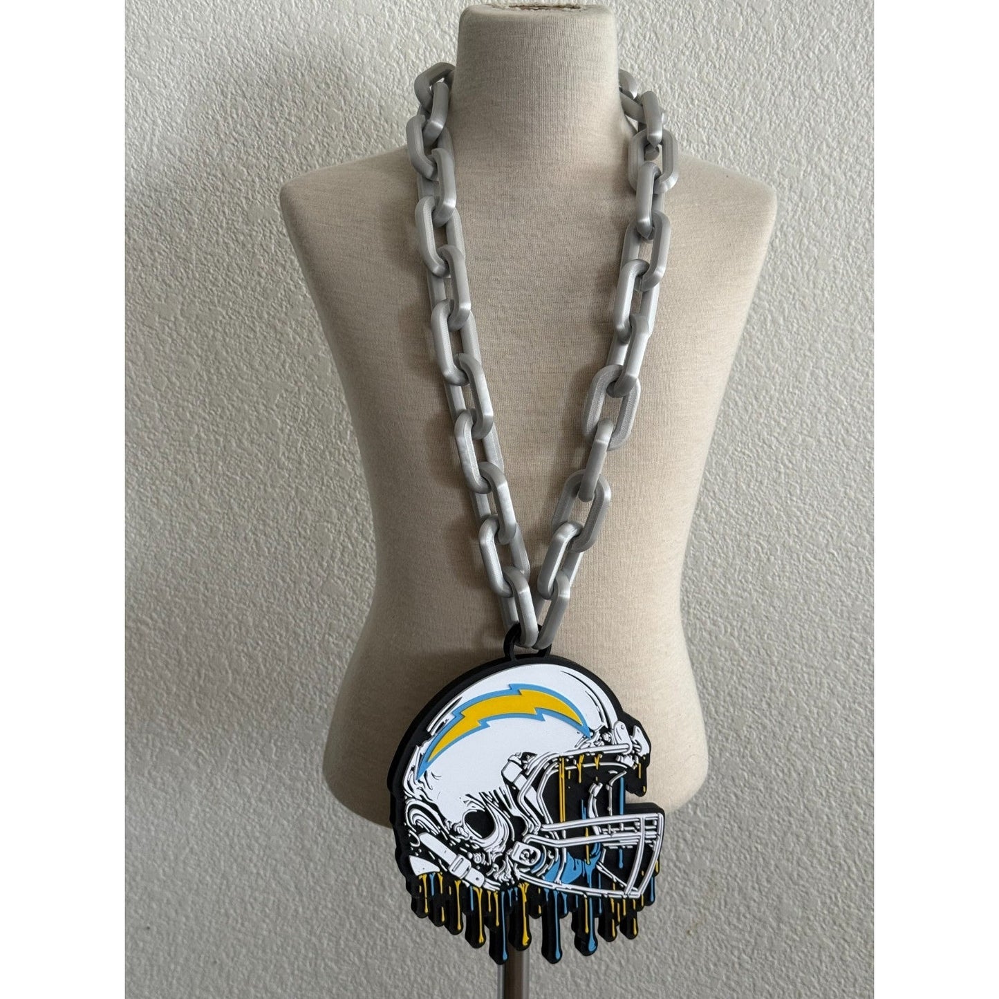 Los Angeles Chargers Helmet Drip, Oversized Necklace, Hype Chain 'Charger Power'