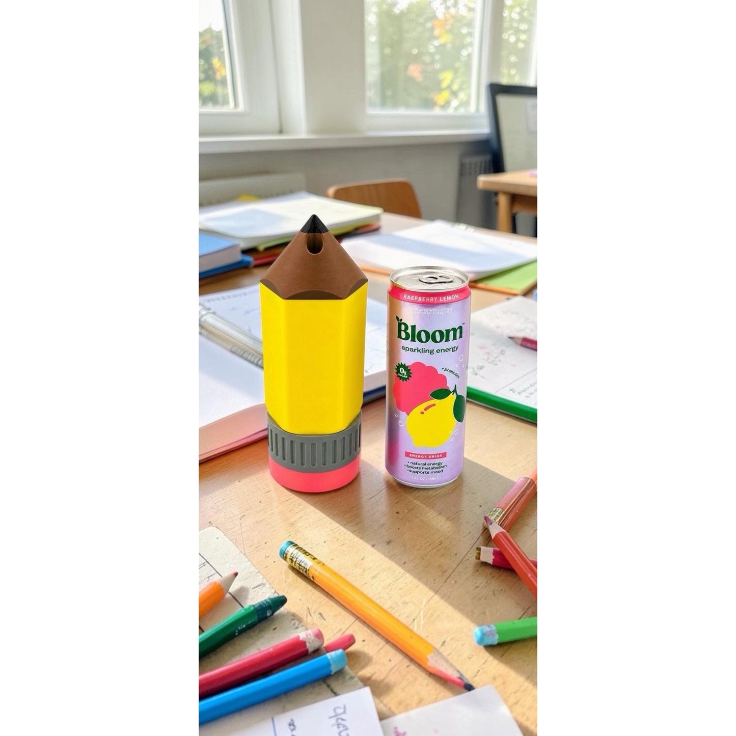 Pencil SLIM Can Cooler Koozie - Teachers Gift