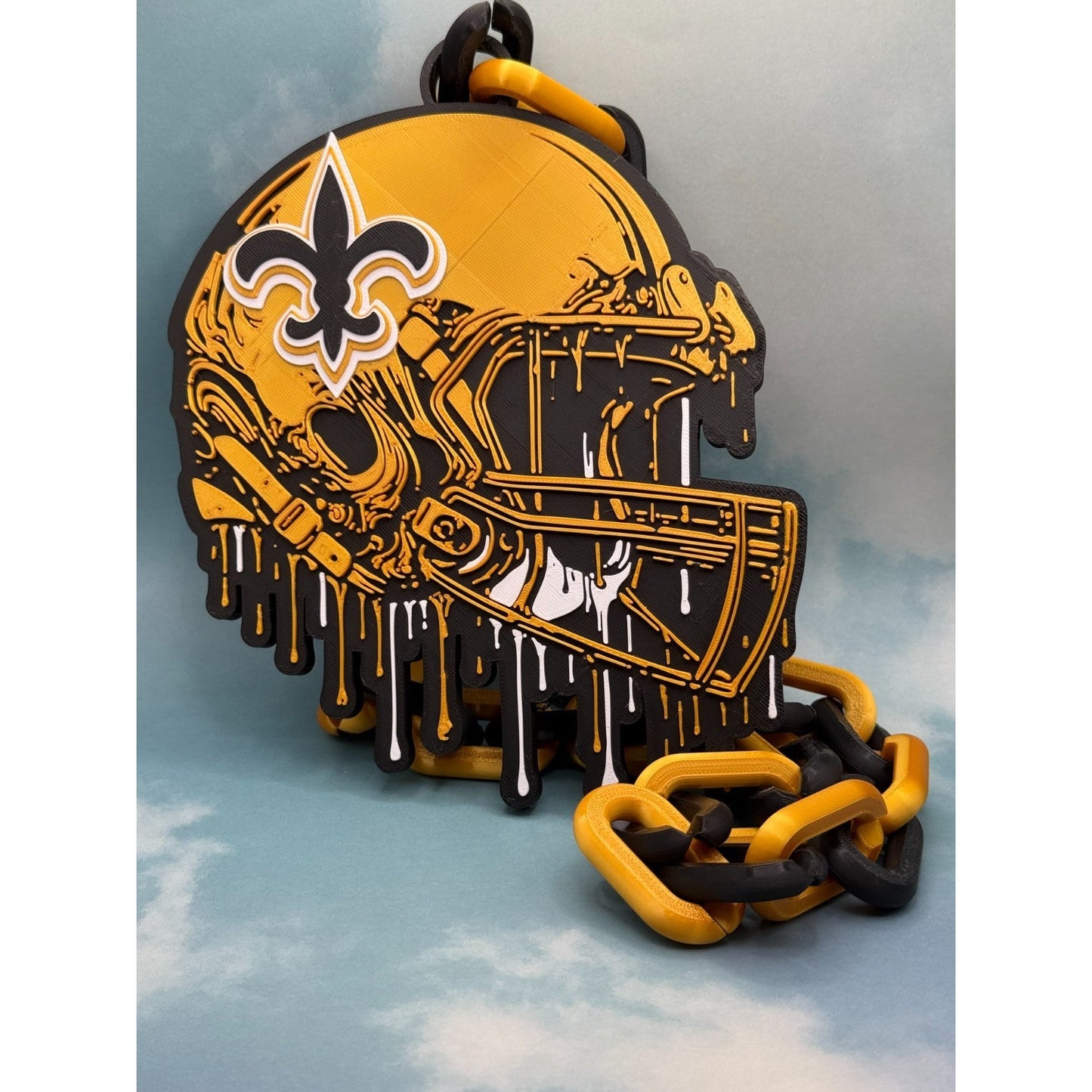 New Orlean Saints Fan Helmet Drip Hype Oversized Chain, Who dat?