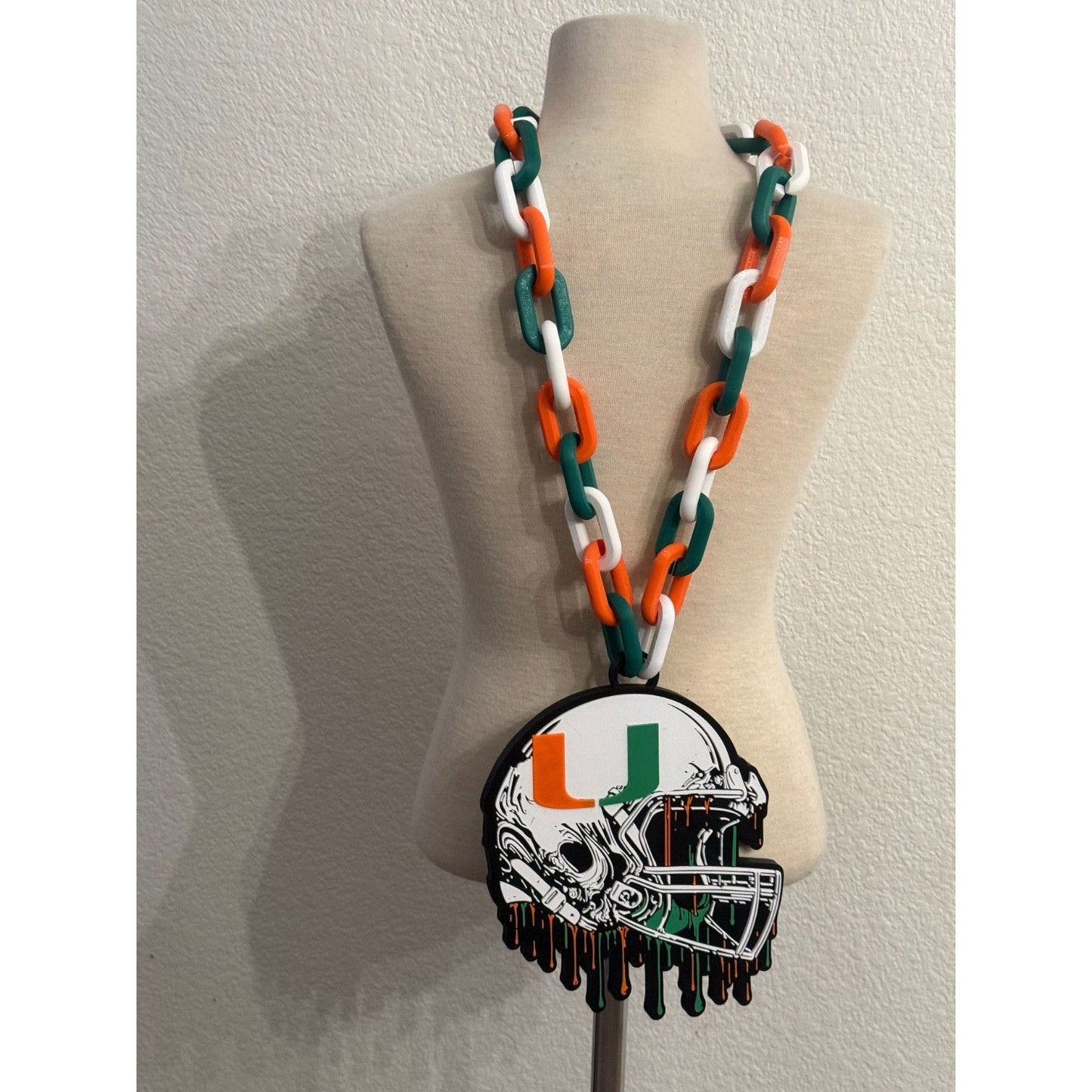 Miami Hurricanes Helmet Drip Hype Chain Fan Necklace "The Canes"