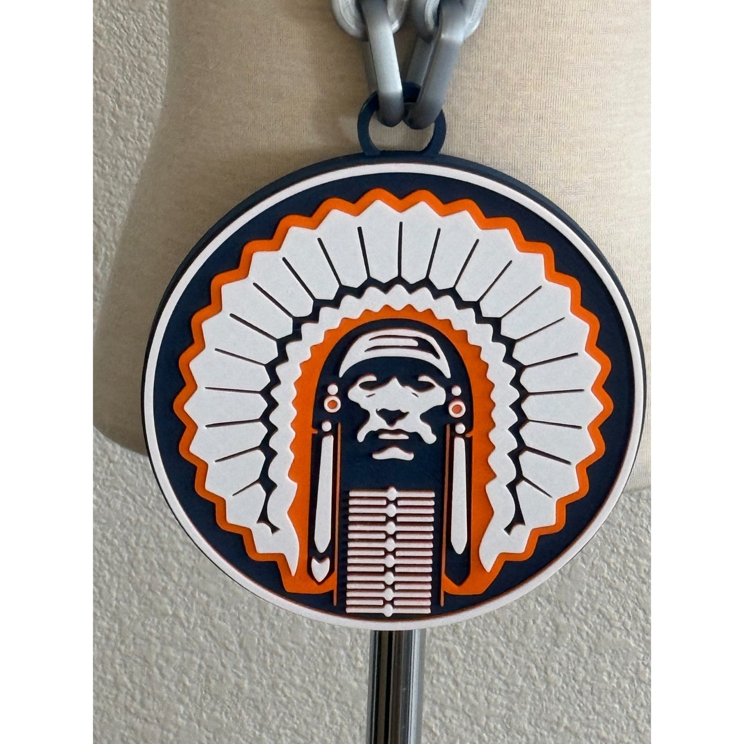 Illinois Fighting Illini  Logo Oversized Necklace, Pendant Chain