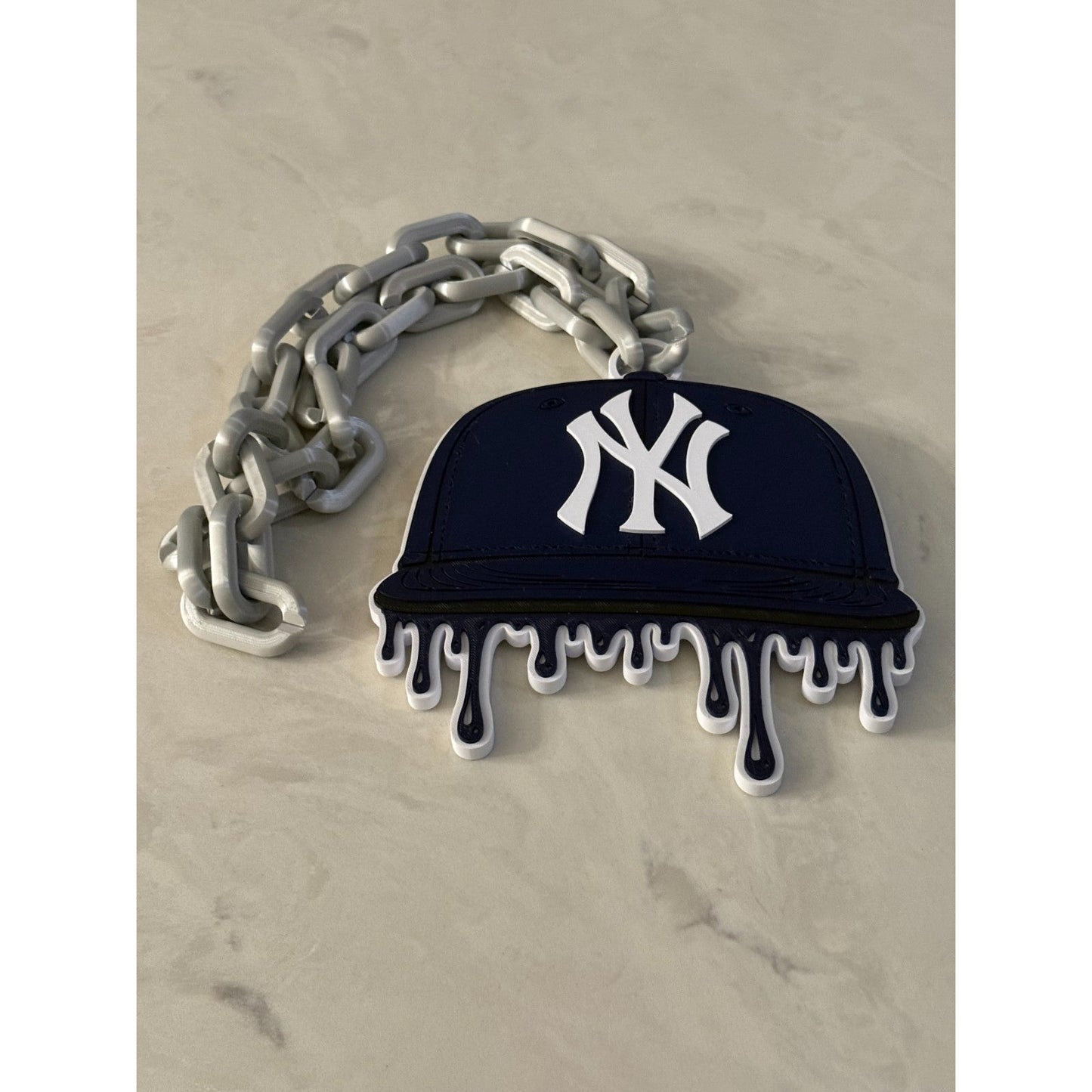 New York Yankees Drip Cap Necklace, Hype Chain Join "the Bleacher Creature,