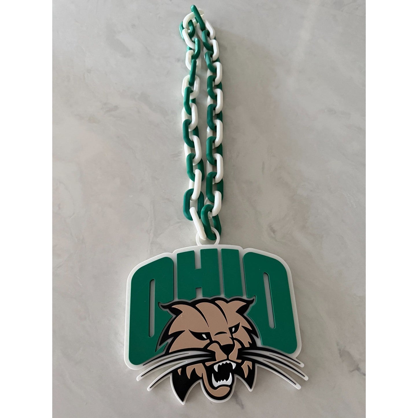 Ohio Bobcats Logo Oversized Fan Necklace Pendant Chain Handmade