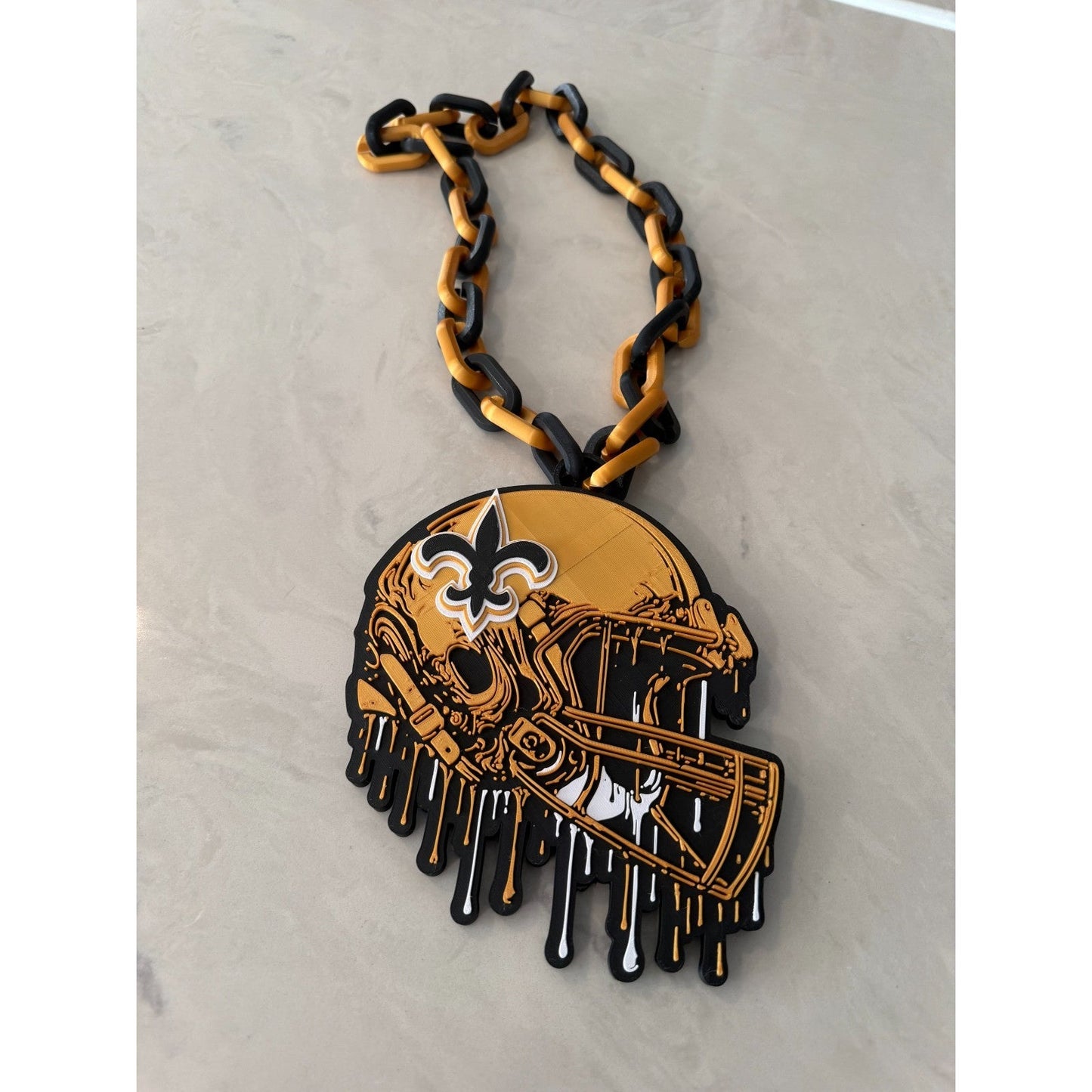 New Orlean Saints Fan Helmet Drip Hype Oversized Chain, Who dat?