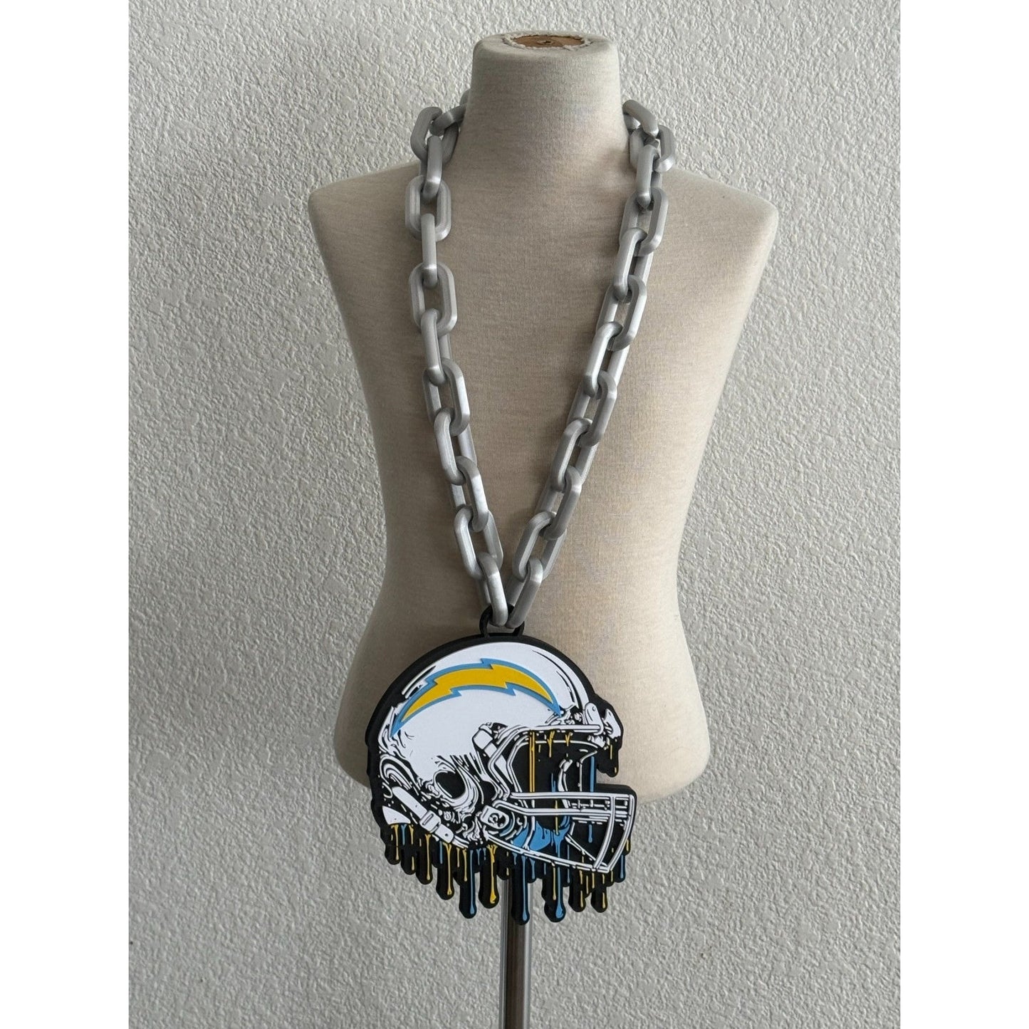 Los Angeles Chargers Helmet Drip, Oversized Necklace, Hype Chain 'Charger Power'