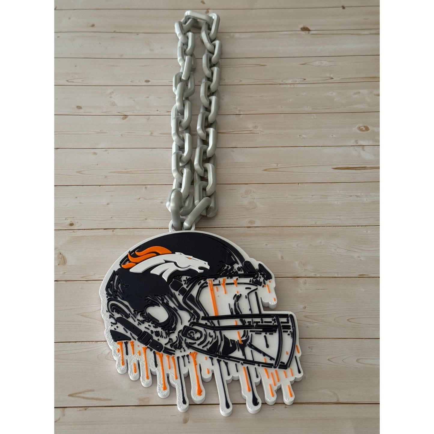 Denver Broncos Helmet Drip Oversized Fan Hype Chain, Broncos Country, Lets ride.