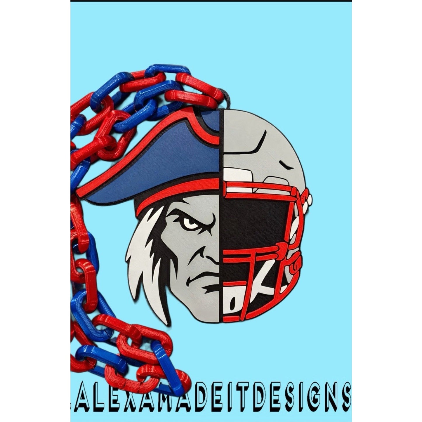 New England Patriots 2-Face Hype Chain 42” (Custom 3D Printed)