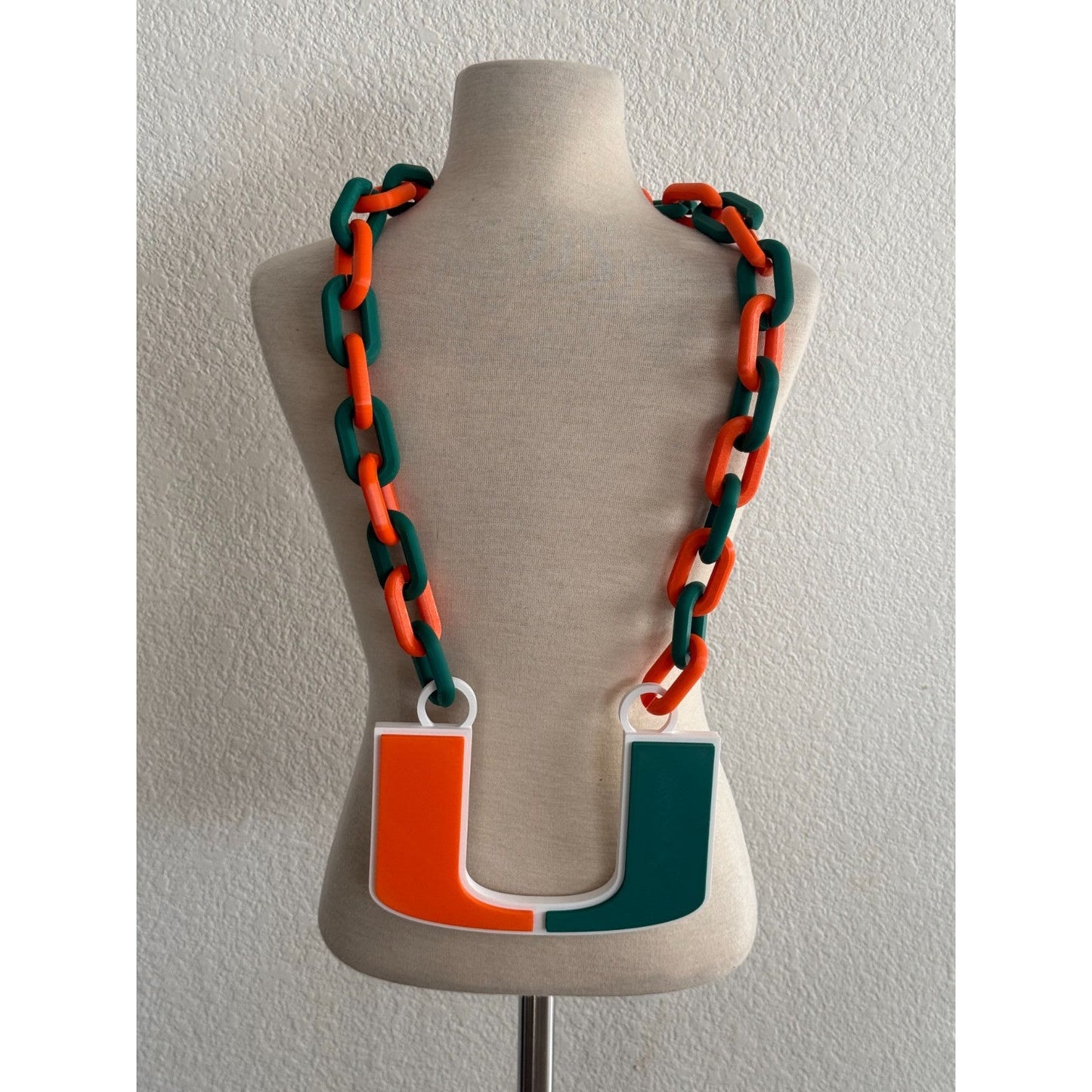 Miami Hurricanes Oversized Chain & Sports Fan Necklaces "C-A-N-E-S"