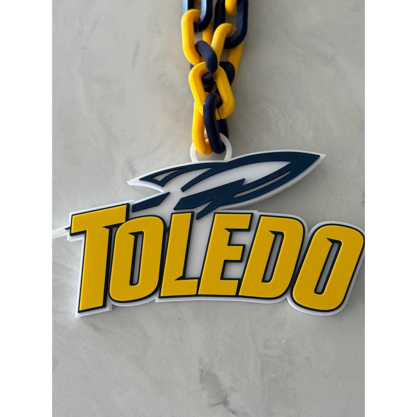 Toledo Rockets Logo Oversized Necklace, Pendant Chain,Show Your Rocket Pride