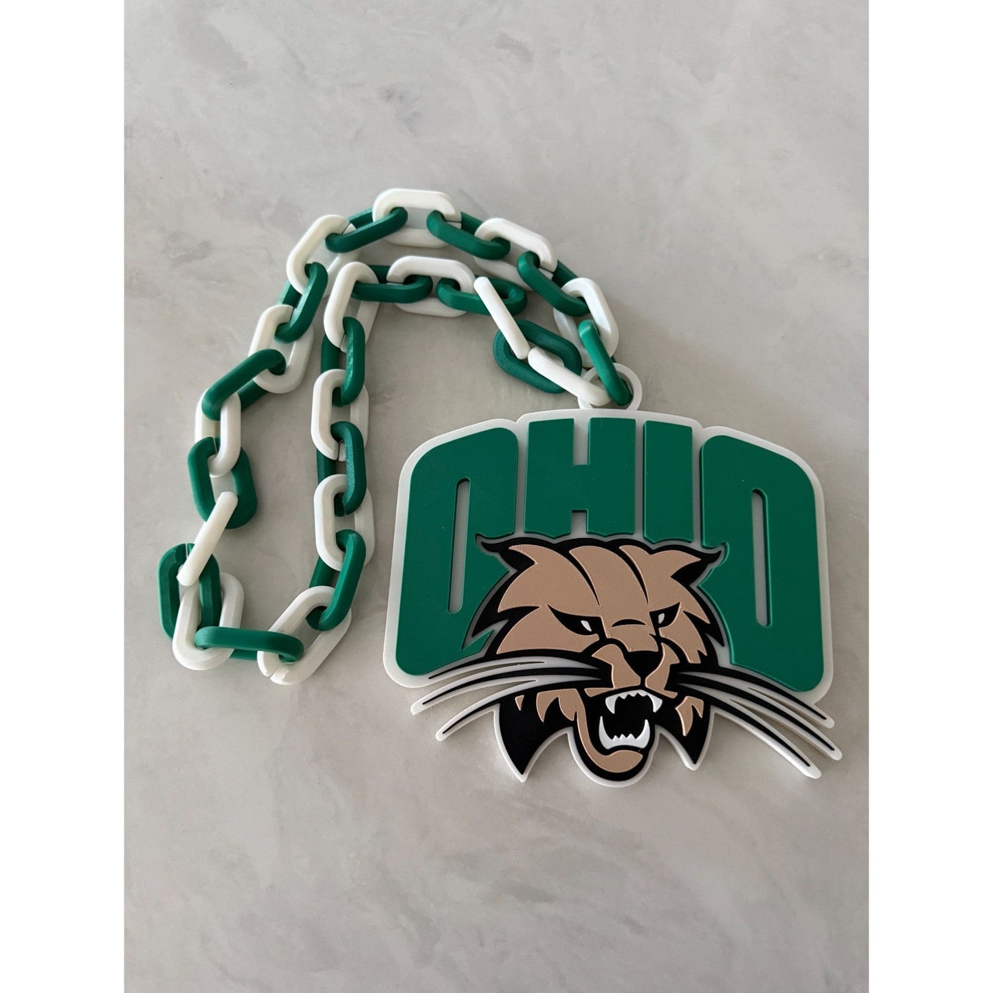 Ohio Bobcats Logo Oversized Fan Necklace Pendant Chain Handmade