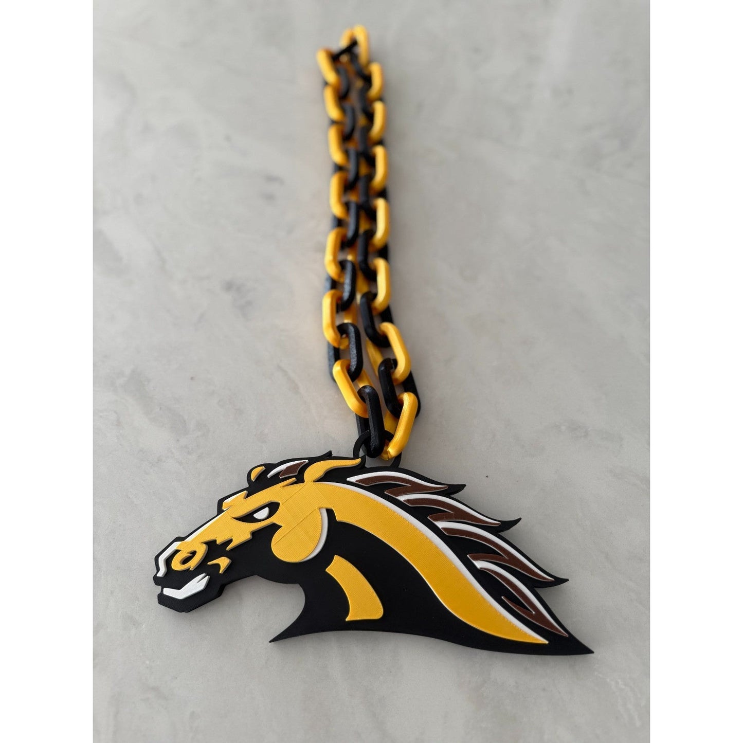 Western Michigan Broncos Logo Oversized Necklace, Pendant Chain,"Row the Boat"