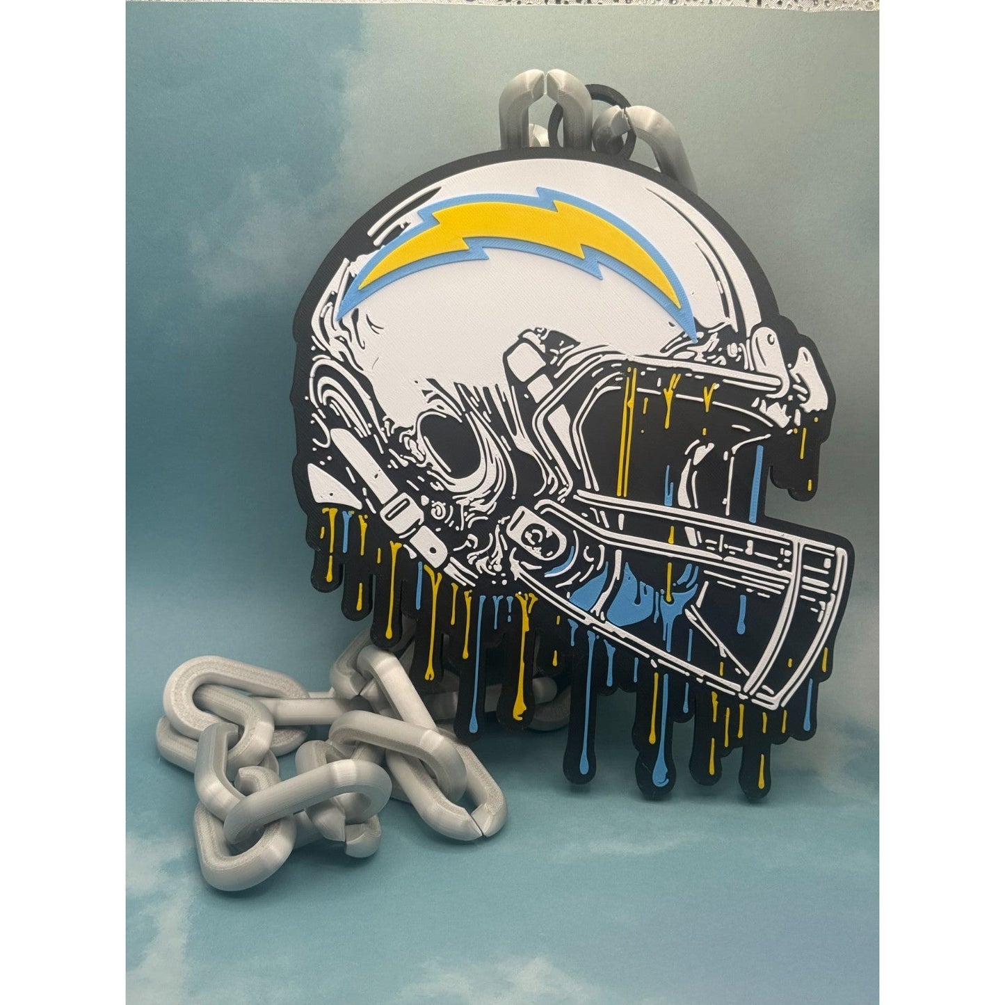 Los Angeles Chargers Helmet Drip, Oversized Necklace, Hype Chain 'Charger Power'