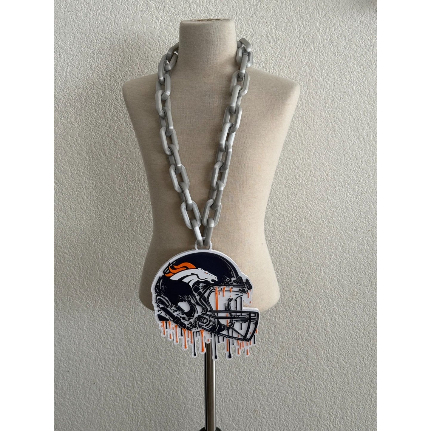 Denver Broncos Helmet Drip Oversized Fan Hype Chain, Broncos Country, Lets ride.