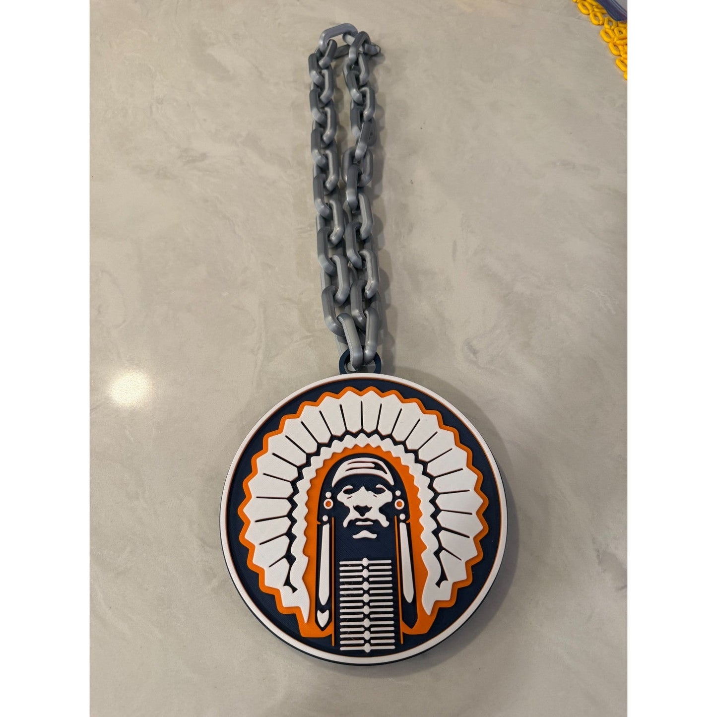 Illinois Fighting Illini  Logo Oversized Necklace, Pendant Chain