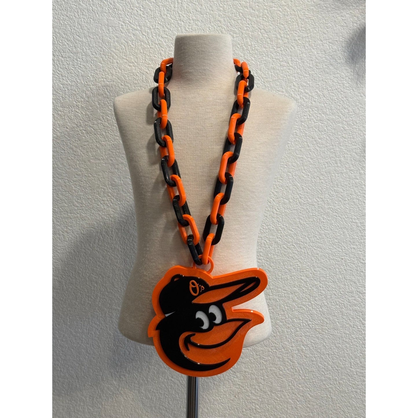 Baltimore Orioles Oversized Logo Pendant And Chain Necklace