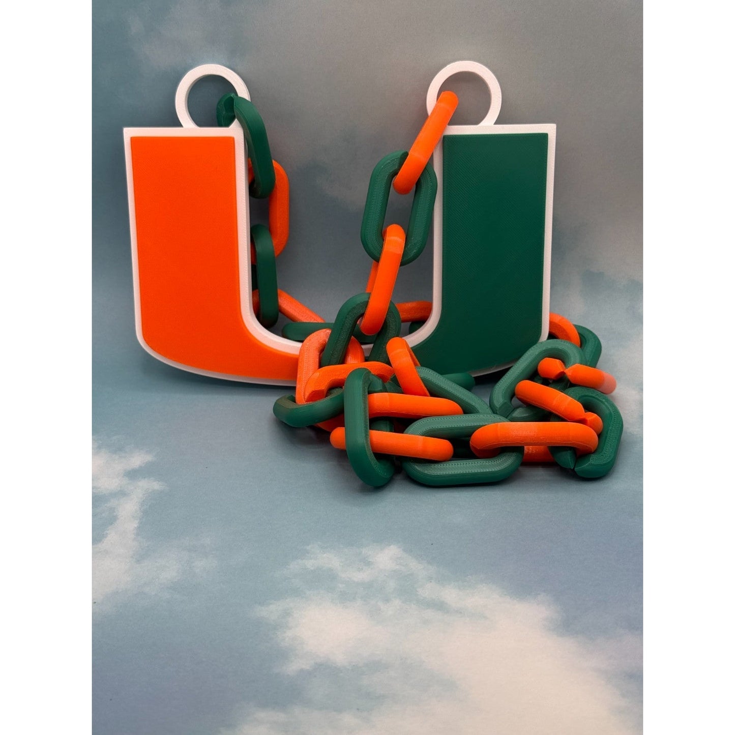 Miami Hurricanes Oversized Chain & Sports Fan Necklaces "C-A-N-E-S"