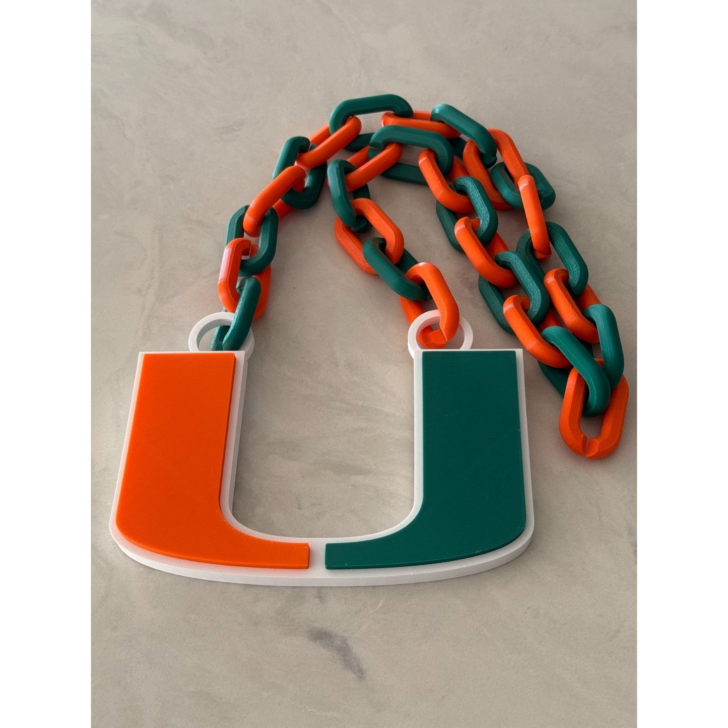 Miami Hurricanes Oversized Chain & Sports Fan Necklaces "C-A-N-E-S"