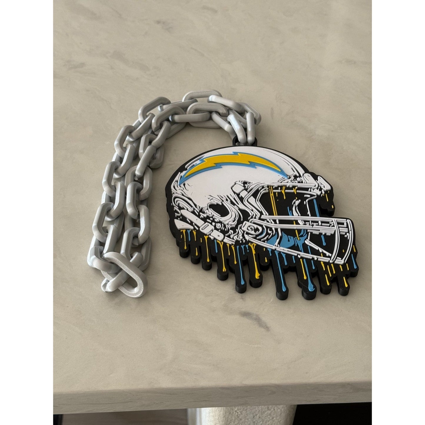 Los Angeles Chargers Helmet Drip, Oversized Necklace, Hype Chain 'Charger Power'