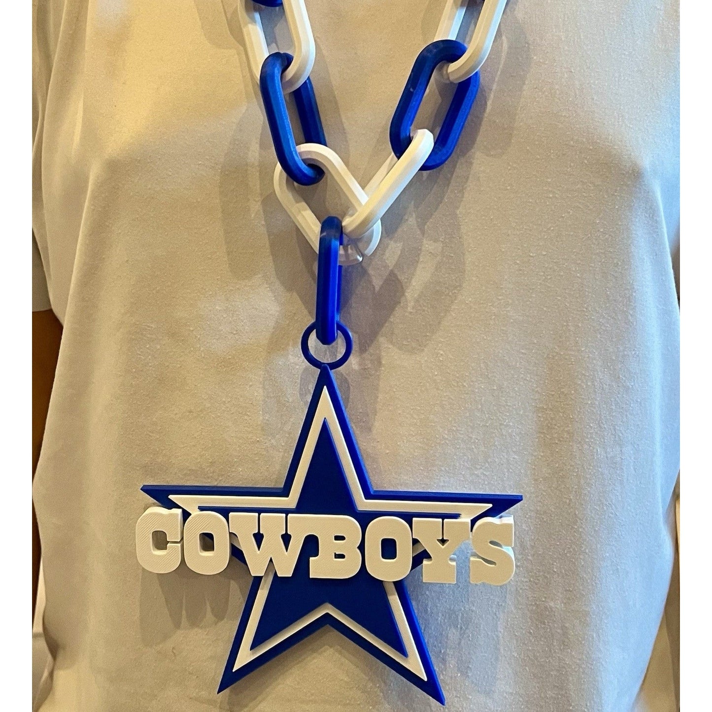 Dallas Cowboys Extra Large 3D Printed Fan Necklace Bold Chain Links 4 Game Day