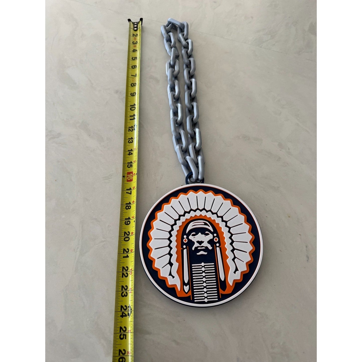 Illinois Fighting Illini  Logo Oversized Necklace, Pendant Chain