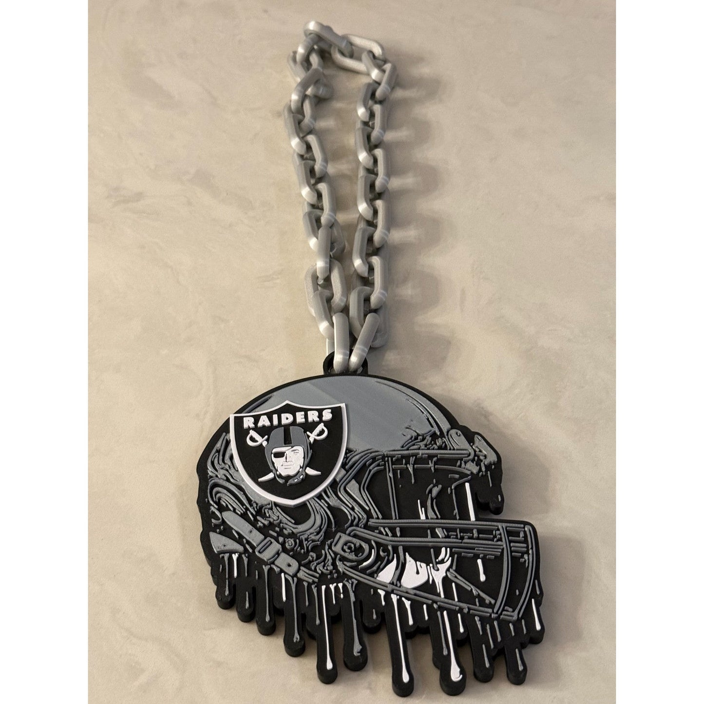 Helmet Drip Las Vegas Raiders Oversized Hype Necklace & Chain "Raider Nation"